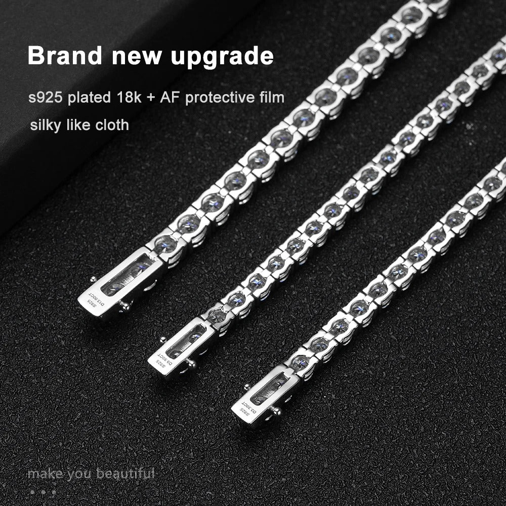 925 sterling silver moissanite 3mm 4mm tennis bracelet