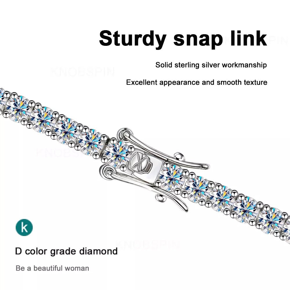 925 sterling silver moissanite 3mm 4mm tennis bracelet